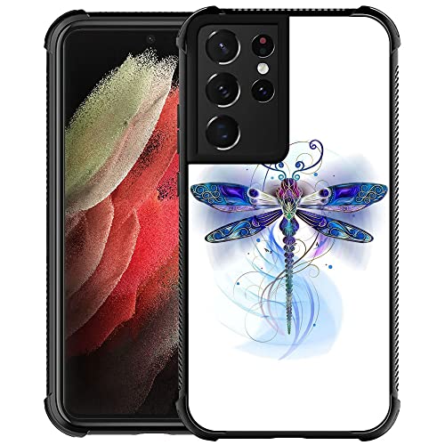 ZHEGAILIAN Case Compatible with Samsung Galaxy S23 Ultra Case,Blue Dragonfly Graphic Design Acrylic Shockproof Anti-Scratch Hard Case for Samsung Galaxy S23 Ultra