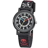 ' Durchmesser: 2,9 cm Regent Kinder-Armbanduhr Elegant Analog Textil-Armband schwarz rot weiß Quarz-Uhr Ziffernblatt schwarz grau URF950