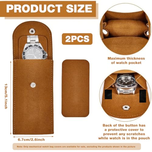 Image of ZORBES 2PCS Travel Watch Box Organizer Case - Wrist Watch Storage Pouch with Double Sided Velvet Liner Anti-Scratch Design, Secure Snap Closure, Compact 7x13x4cm Size, Only Box Accessory