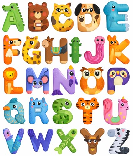 Image of Lyrovo Magnetic Alphabet Letters for Kids - 26 Capital ABCD Animal Magnets - ABCD Toys for Kids