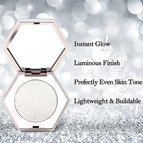 Erinde White Silver Face Highlighter Makeup Palette, Shimmer Glitter Highlighter Powder For Face Body, Natural Glossy Highlight Makeup Illuminator Highlighter Palette, Long-Lasting, Lightweight, 01# #TOP4