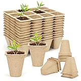 Anzuchttöpfe im Set,12 Stück 144 Gitter Anzucht Topf aus Holzfasern,eckig Anzuchttöpfe für Pflanzen,Anzuchttöpfe Biologisch Abbaubar,Aussaattöpfe Pflanztopf,Pflanzen anzucht Set Obst und Gemüse