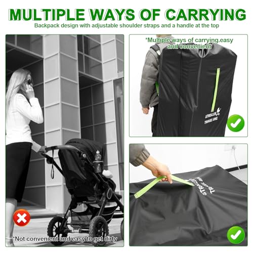 VAVPUP Transporttasche Kinderwagen Flugzeug,63x43x120cm,wasserdichte Kinderwagen Reisetasche aus Oxford Stoff mit Verstellbarem Schultergurt,Praktisches Reisezubehör für Doppelkinderwagen,AUT