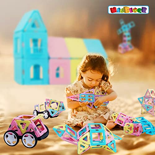 Magblock Magnetic Building Blocks Stem Educational Toys Tiles Set For Boys & Girls Magnet Stacking Block Sets For Kid's Basic Skills Learning & Development Toys-Great Gifts 103Pcs #TOP4