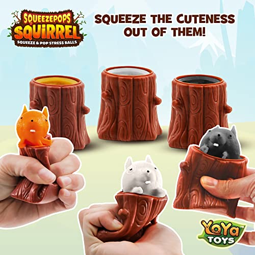Yoya Toys Squeezepops Squirrel In Log Squeeze Toy - Squirrel Fidget Popper, Pop Up Fidget Toy - Toy Squirrel For Kids, Popping Squeeze Squirrel, Autism/Adhd Sensory Fidget Toys - Set Of 3 Squirrel Toy #TOP3