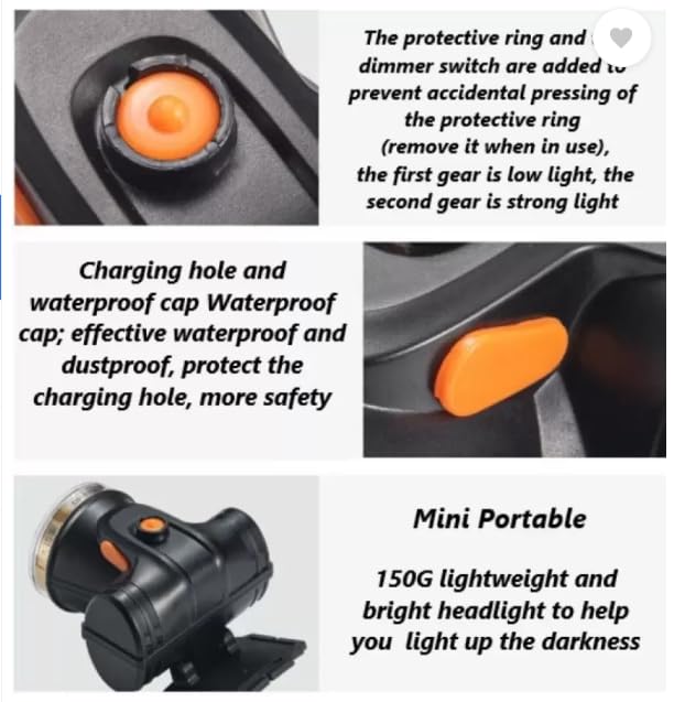 Image of Flysmart Heavy Duty Rechargeable LED Head Torch with Long Range Focus Beam, 2000mAh Battery, Waterproof Headlamp for Camping, Farming, Night Work & Emergency