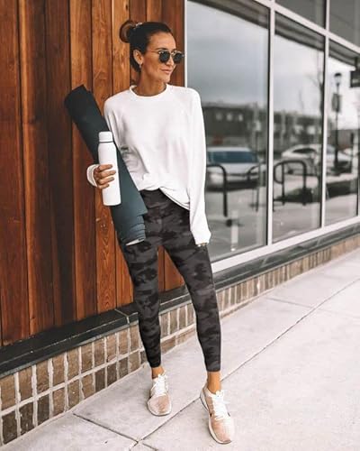 Leggings de cintura alta para mulheres, preta, sem costura, para treino, corrida, controle de barrig