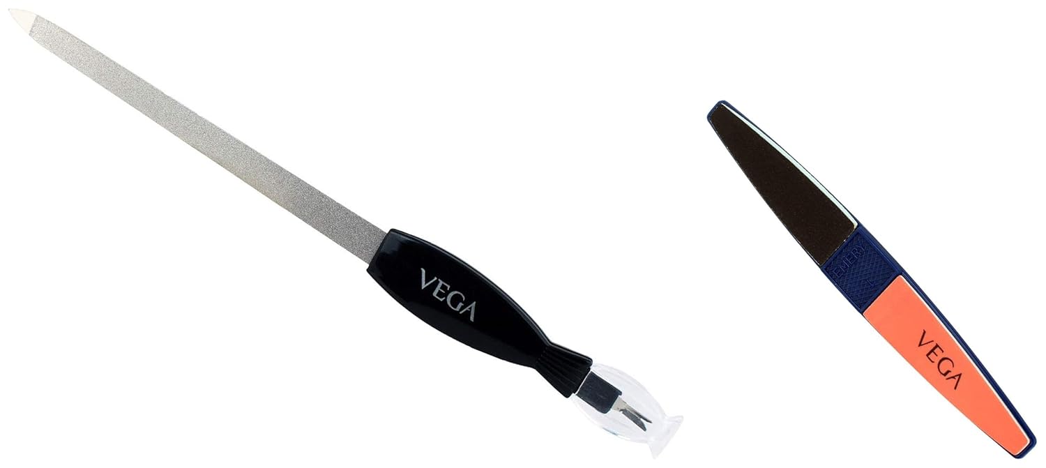 Vega Nail File with Trimmer, 1 Pc & Vega Nail Buffer Amazon.in Beauty