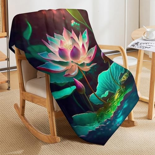 Couverture en flannel lotus 3D chaude et légère pour lit et canapé - 8