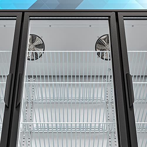 Image of KoolMore MDR-3GD-63C 3 Glass Commercial Display Refrigerator Upright Beverage Cooler Merchandiser-56, 56 Cu. Ft. Space Saver Triple Swing Door, Black