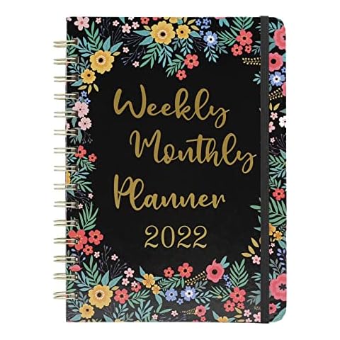 2022 planner, Calendar Planner 2022 with Weekly and Monthly Labels, Jan. 2022-Dec. 2022, Hard-shell Floral Notebook with Elastic Closure, Coated Label, Inner Pocket, 12-Month Planners for Women Cover