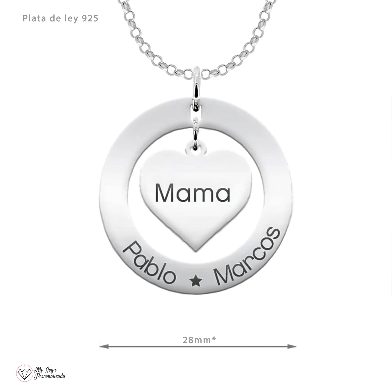 Collar Con Nombre Personalizado - Colgante Corazón con Nombres o Mensaje Grabado Plata de Ley - Regalo para Pareja Esposa Abuela Mujer Madre Hija Cumpleaños o Navidad
