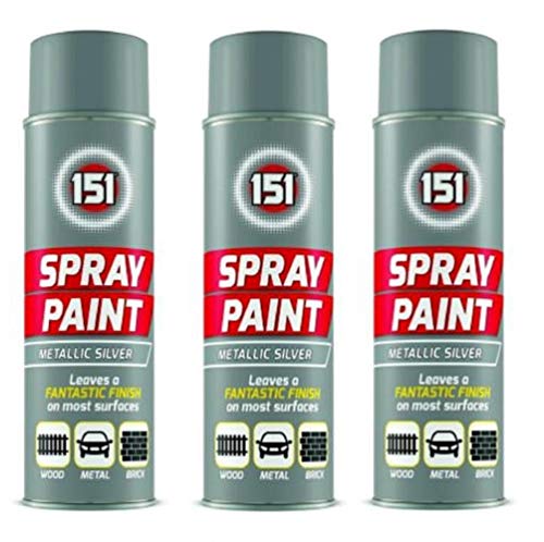 200ml High Grade Matt Gloss Household Spray Paint Can for Autos Wood Metal Plastic Graffiti (3, Metallic Silver)