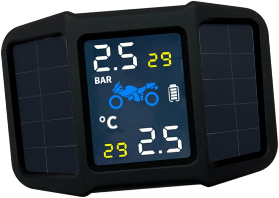 1set Solar Tire Pressure Monitor for Motorcycles External Sensor for Real Tire and Temperature Data Easy to Use and Install