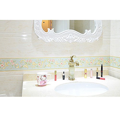 Creation Core 4.2X196.8 Waterproof Wallpaper Border 3D Pattern Wall Decor Removable Self Adhesive Kitchen Bathroom Tiles Sticker Vine Green #TOP1