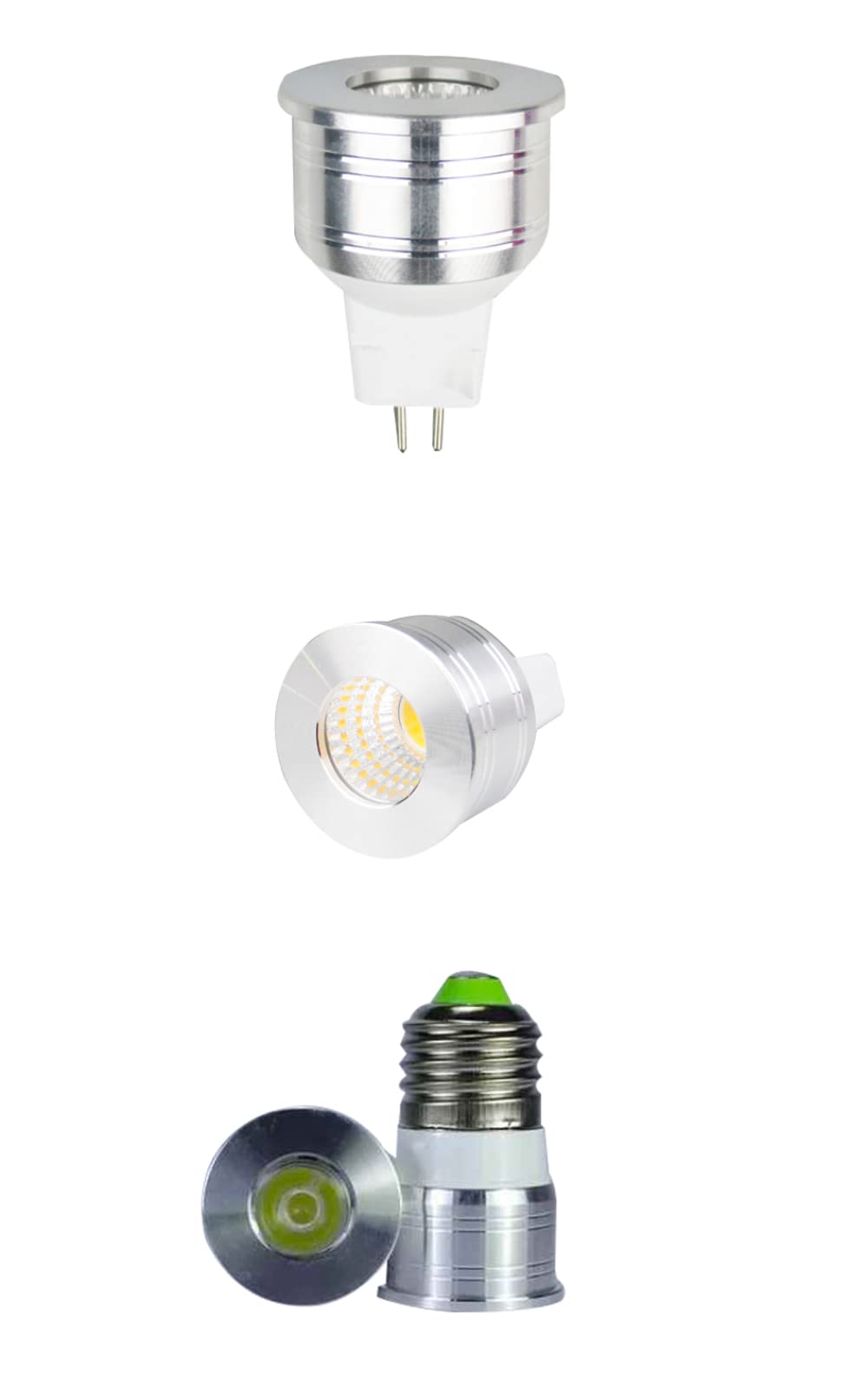 3 uds 1W 3W bombilla LED MR16 12V regulable 35mm Mini bombilla de foco GU5.3 GU10 E27 lámparas COB 220V 110V,Blanco frío GU5.3,1W de alta potencia