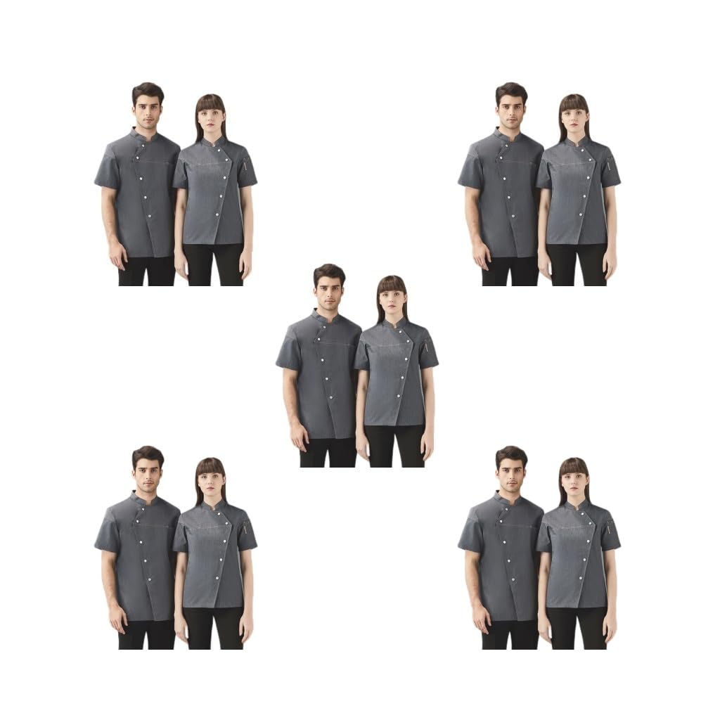 Chef Manica Corta Gioventù Traspirante Catering Uniforme Cibo Unisex Abbigliamento da Lavoro Estate per Ristorante Torta 4 Colori Nero 3XL