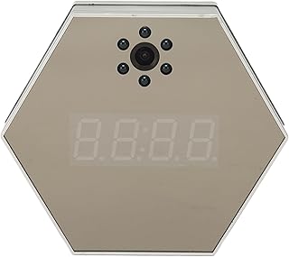 Annadue HD Camera WiFi Indoor Camera Digital Clock Wireless Home Security Camera Nanny Cam Surveillance Camera with Night Vision, Motion Detection, 2 Way Audio, Color Light (Silver Gray)