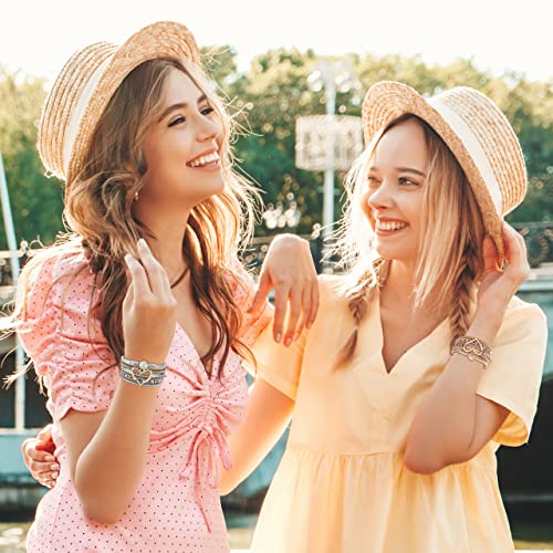 Long Tiantian Evil Eye Multilayer Wrap Leather Bracelet Modern Boho Bracelet Magnetic Clasp Cuff Bracelet Rhinestone Leather Bracelets For Women(Silver) #TOP7