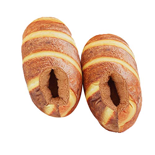 seemehappy Simulation Bread Novelty Slippers Heel Cover Winter Warm Slippers for Women US 6-9