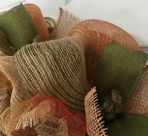 Thanksgiving Wood Turkey Welcome Wreath Burlap and Deco Mesh. Available in 24 inch and 28 inch diameters