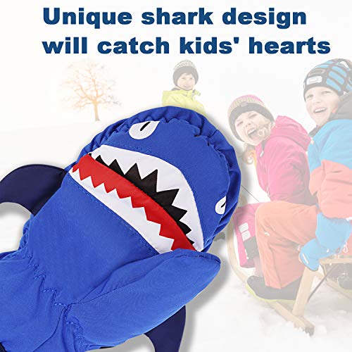 7-Mi Snow Gloves For Kids Tpu Waterproof Thermal Fleece Warm Windproof Soft Cotton Anti-Lost Winter Snow Mitten For Children Boys Girls 4-6 Years Skiing & Snowboarding Outdoor Playing Navy Blue #TOP4
