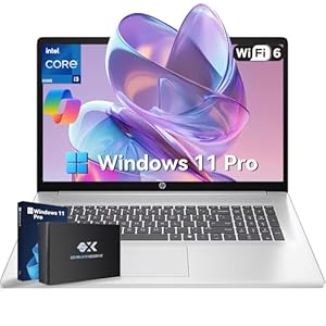 HP Laptop FHD de 17.3 pulgadas 2025, Intel Core i3-N305 (32 GB de RAM | SSD de 1 TB), Windows 11 Pro, Wi-Fi 6, Bluetooth, cámara web, hasta 9.5 horas de duración de la batería, portátil de negocios