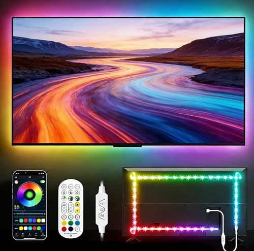 Daymeet Lumière LED pour TV Rétroéclairage 3 m USB pour 32-60'' TV/moniteur derrière l'éclairage, RGBIC avec télécommande, synchronisation de la musique, contrôle par app Bluetooth