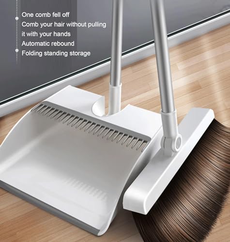 WHDEOY YJLYQF Kehrschaufel und Bürste mit langem Griff, Besen- und Kehrschaufel-Set, Haushalts-Kehrschaufel-Kombination, Langer Griff für die Reinigung und das Fegen von Haushalten im Innen- und – Bild 5