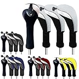 FINGER TEN Golf Club Head Covers Woods Hybrids Value 2/3/4 Pack, Headcovers Men Women 3 5 7 X with Interchangeable Number Tag, Fit All Wood Hybrid Clubs (Blue--2 Pack Hybrid Cover)