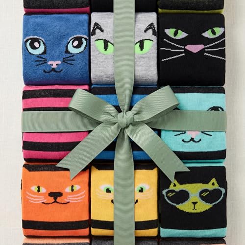 Image of Tipi Toe Women's Fun Patterned Dress Socks, 12-Pack Lightweight Colorful Crew Socks, Casual Novelty Assorted Designs