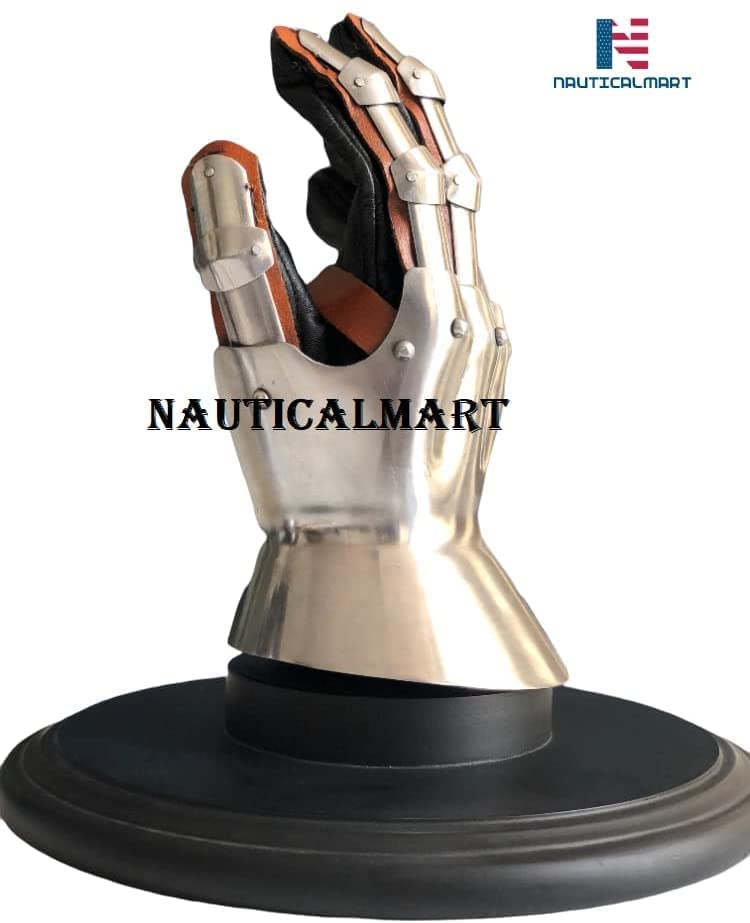 NauticalMart Medieval Renaissance Authentic 14th Century Crusader Hourglass 16 Gauge Steel Gauntlet Replicas (Left)