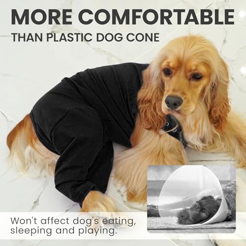 Image of IDOMIK Dog Surgery Recovery Suit for Back Legs, Soft Dog Pants to Prevent Licking, Lick Sleeves for Dogs Rear Leg, Pet Recovery Suit for Spay Neuter Hip Surgery, Dog Cone Alternative,Black,S