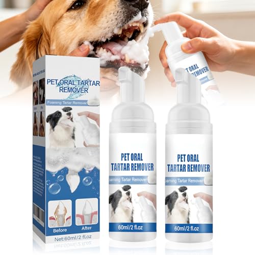 Pet Oral Tartar Remover Spray & Foam, Dog Teeth Cleaning Spray for Fresh Breath, No Brushing Needed, Gentle Formula for Daily Oral Care (2PCS)