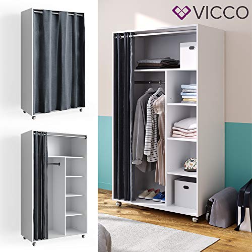 Vicco kledingkast plankenkast garderobe Doros wit mobiele open rollen - Image 3