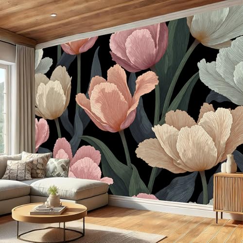 Decoración de pared para sala de estar mural flores 200x140 cm 5