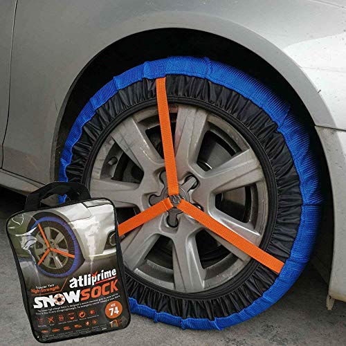 atliprime 2pcs Anti-Skid Safety Ice Mud Tires Snow Chains Auto Snow Chains Fabric Tire Chains Auto Snow Sock on Ice and Snowy Road (AT-SB79)