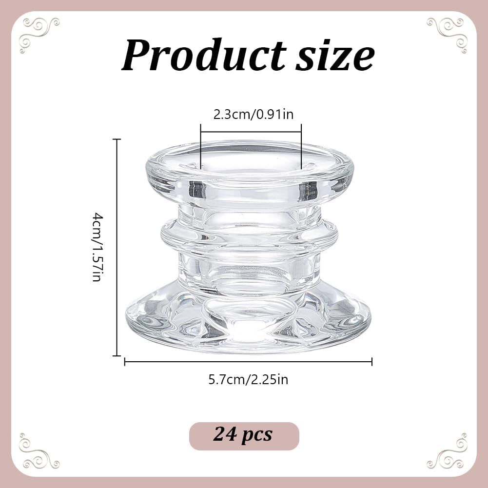 24Pcs Glass Candlestick Holders, Clear Glass Window Candle Holders for Dining Room Decor, Bulk Modern Small Candle Stick Candle Holder Short for Centerpiece Wedding Table Dinner Party Decor
