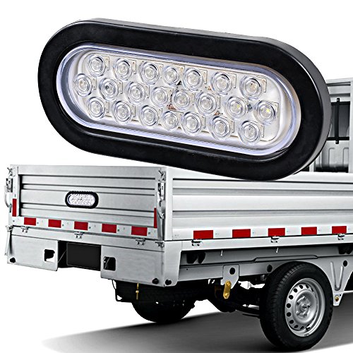 Astra Depot Clear Lens White Led Universal Oval Reverse Backup Tail Light Truck Trailer Lighting Kit #TOP1