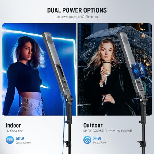 Image of NEEWER Handheld 2.4G LED Video Light Stick Kit, Upgraded 40W Dimmable 3200K-5600K CRI97 with Stands /Filters /Carry Bag for Gaming Photography YouTube TikTok Video Recording, BH20B Ultra