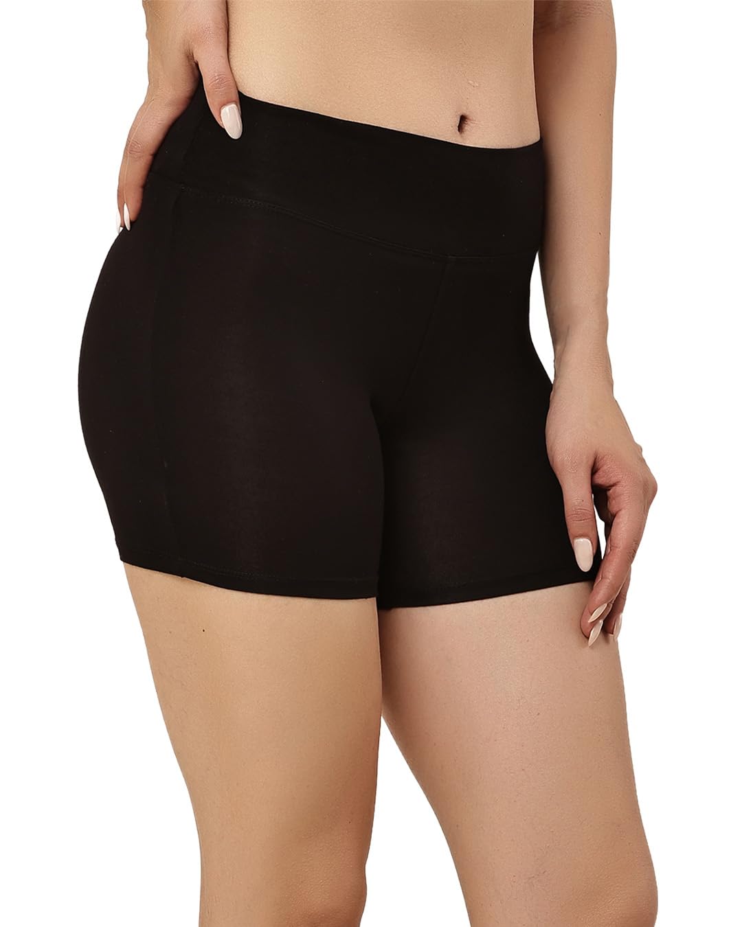Bamboo Cotton Shorts for Women | Gym Shorts for Workout | Anti-Chafing | Under Dress Inner Hot Pant for Women | Stretchable & Sweat-Wicking with Seamless Comfort | No Roll Up Elastic-image-37