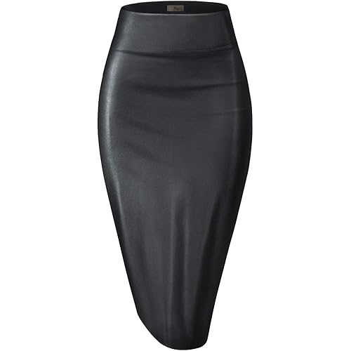 Hybrid & Company Women Elastic High Waist Bodycon Work Business Pencil Skirt