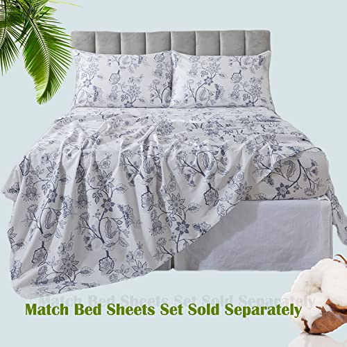 Fadfay Duvet Cover Set Full Floral Bedding Percale Cotton 600 Tc Classical Toile Luxury Reversible Light Blue Shabby Vintage Farmhouse Bedding Minimalist Chic Comforter Cover Soft Breathable 3Pcs #TOP5