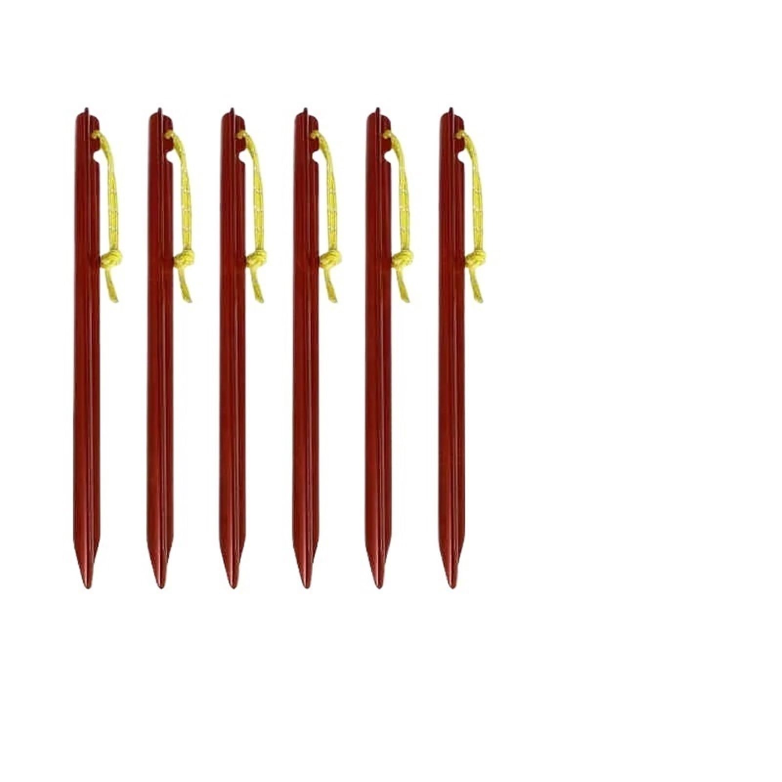 Piquets de Tente, Piquets d'extérieur ultralégers en Alliage d'aluminium de 15,5 cm/20 cm, Fibre Carbone, for Camping, Corde, auvent, Clous, Accessoires Tente(Short Red)