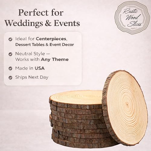 Set of 10 Large Wood Slices (11-13”) – Rustic Wooden Rounds for Wedding Centerpieces, Event Decor, and Table Centerpieces by Rustic Wood Slices Inc. - Image 2