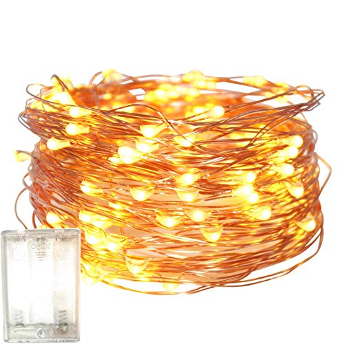T Tersely Fairy Christmas Diwali Lights Battery Operated 10M/33ft/100 LED Warm White String Light Waterproof Battery Case Indoor Lights for Xmas Tree Wedding Party Events Garden Spring Decoration