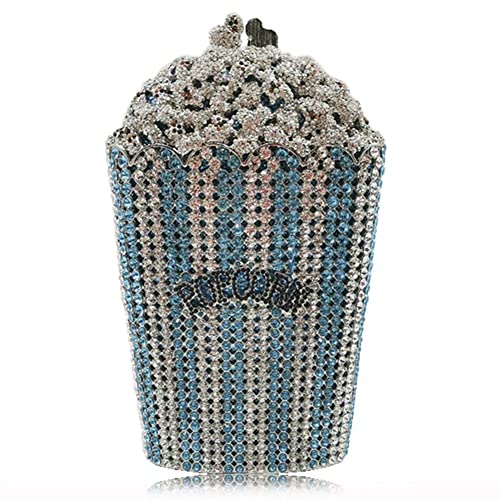 Image of DJBM Luxury Women Popcorn Rhinestone Evening Bag Funny Crystal Handbag Novelty Diamond Clutch Purse for Evening Party Prom