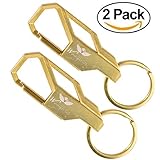 Woogwin Car Key Chain Keys Ring Business Gift for Men Women 2 Pieces Pack (2 pcs, gold)