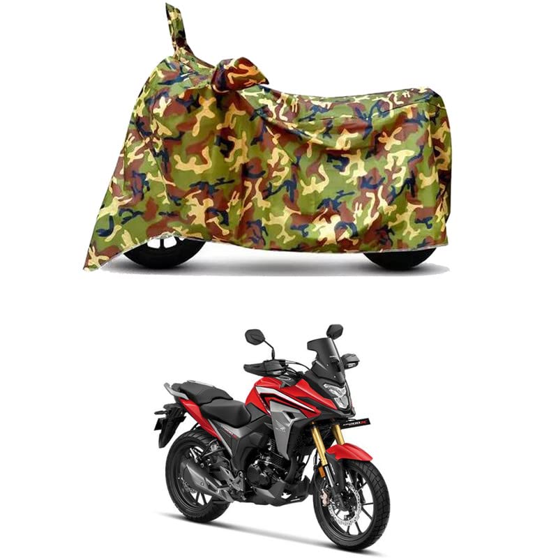 Image of Waterproof 100% PVC Coated Full Bike Scooty Two Wheeler Body Cover Compatible for Honda CB200X DX /UV-Rays /Heat Protection /Birds Dropping /Scratchproof /Dust Proof s[6X6 Jungle Print]