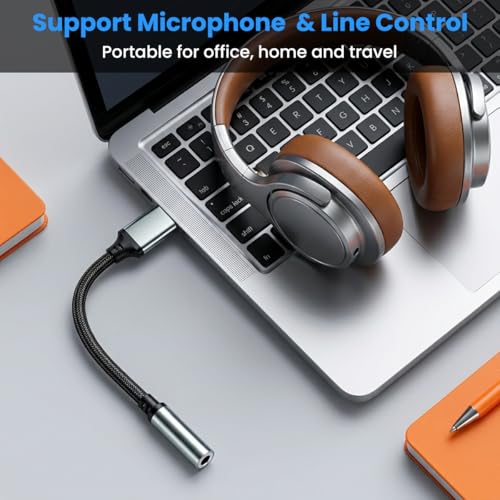 Image of Verilux USB to 3.5mm Jack Audio Adapter, Sound Card USB to Aux Adapter,15cm Nylon Braided Aluminum Alloy Housing External Sound Card Adapter for Headphones, Speakers & Microphone